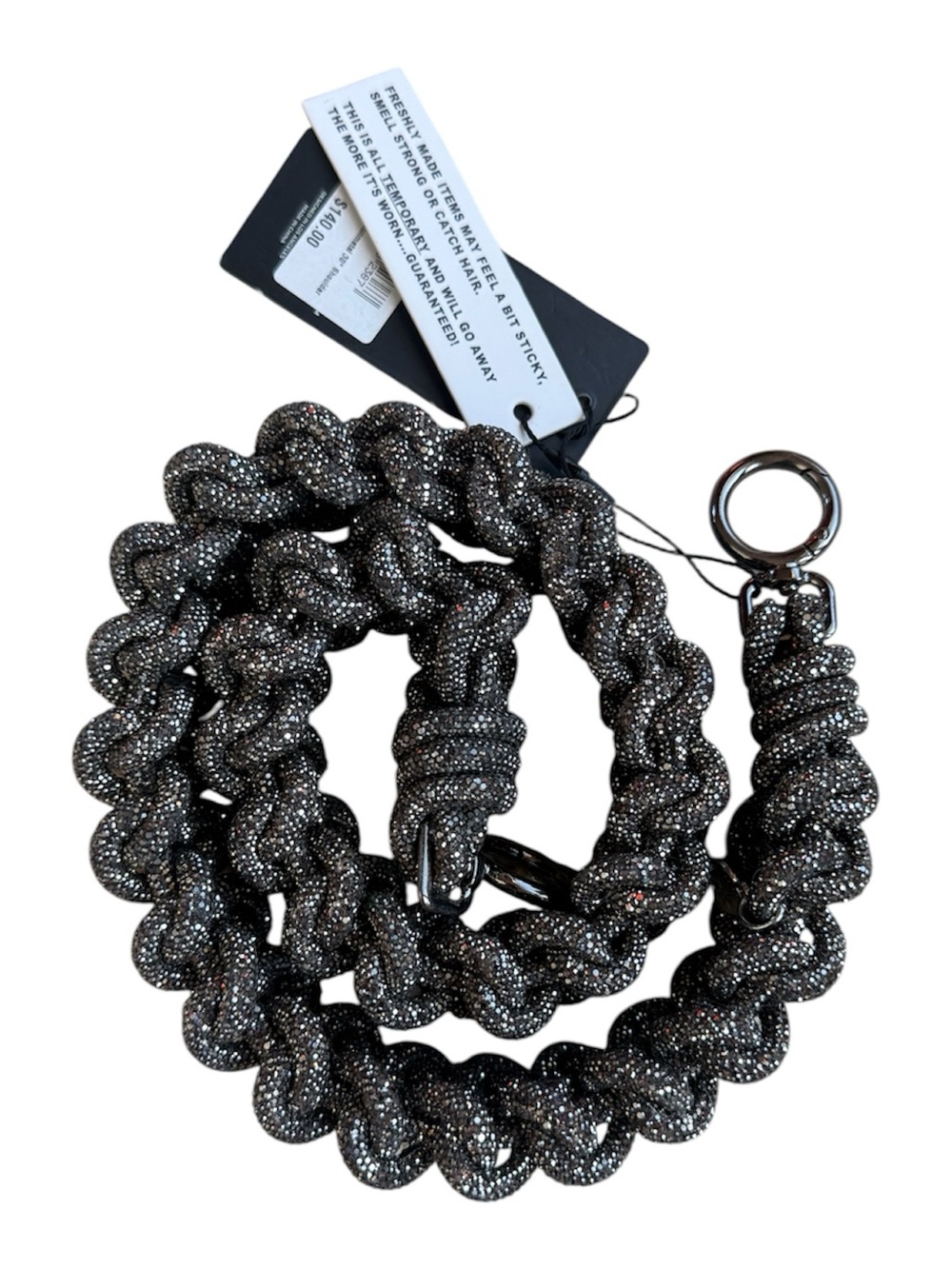 ROCKNOT Gunmetal Crystal Rhinestone Lace Chain 30" Shoulder Bag Strap NWT $140 - Picture 4 of 17